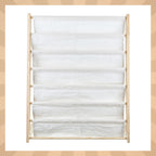 Dječja Polica Za Knjige i Igračke – 6 Pretinaca, Drvo I Tkanina