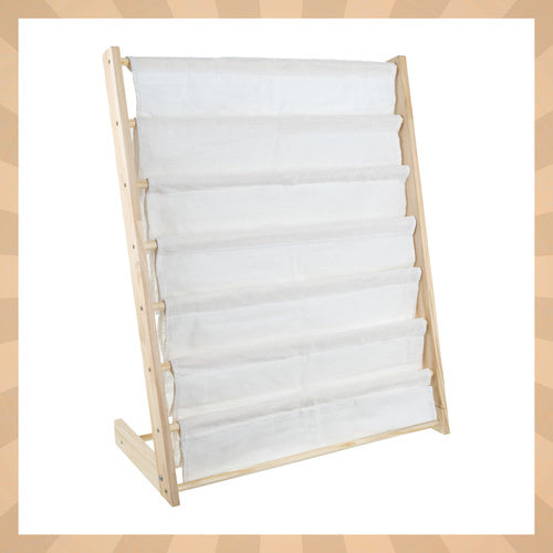 Dječja Polica Za Knjige i Igračke – 6 Pretinaca, Drvo I Tkanina