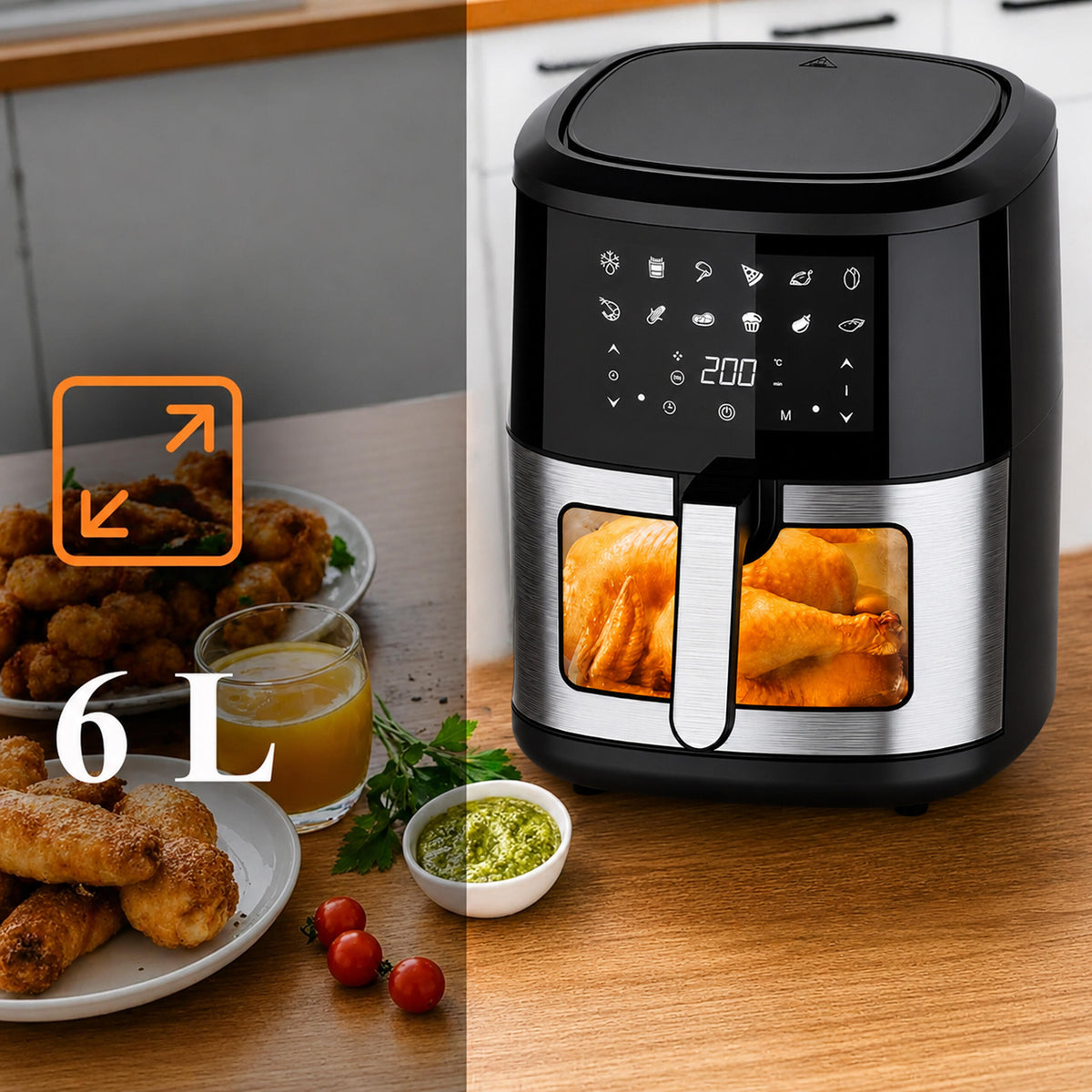 Air Fryer - Friteza na Vrući Zrak 6L - 1500W - 12 Programa