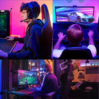 Gaming Stolica Zlatno-Crna s Osloncem za Noge