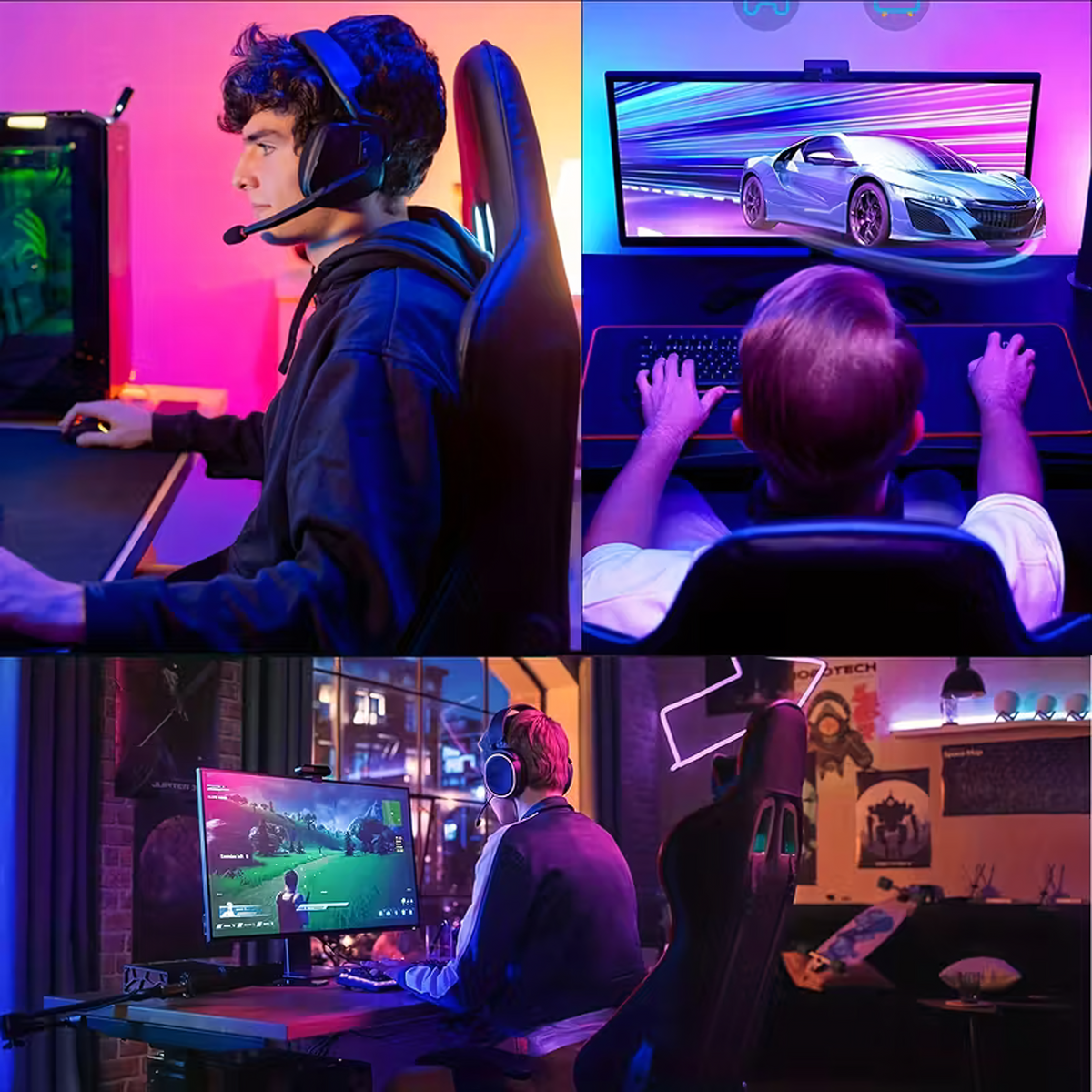 Gaming Stolica Zlatno-Crna s Osloncem za Noge