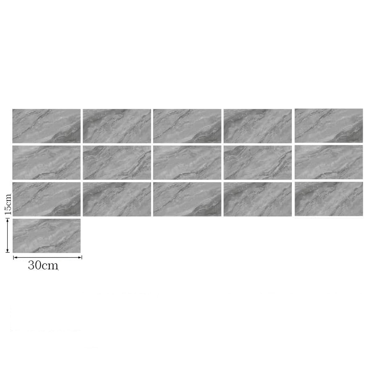 Samoljepljive Zidne Pločice Mramor 30x15cm - Set 16 Komada