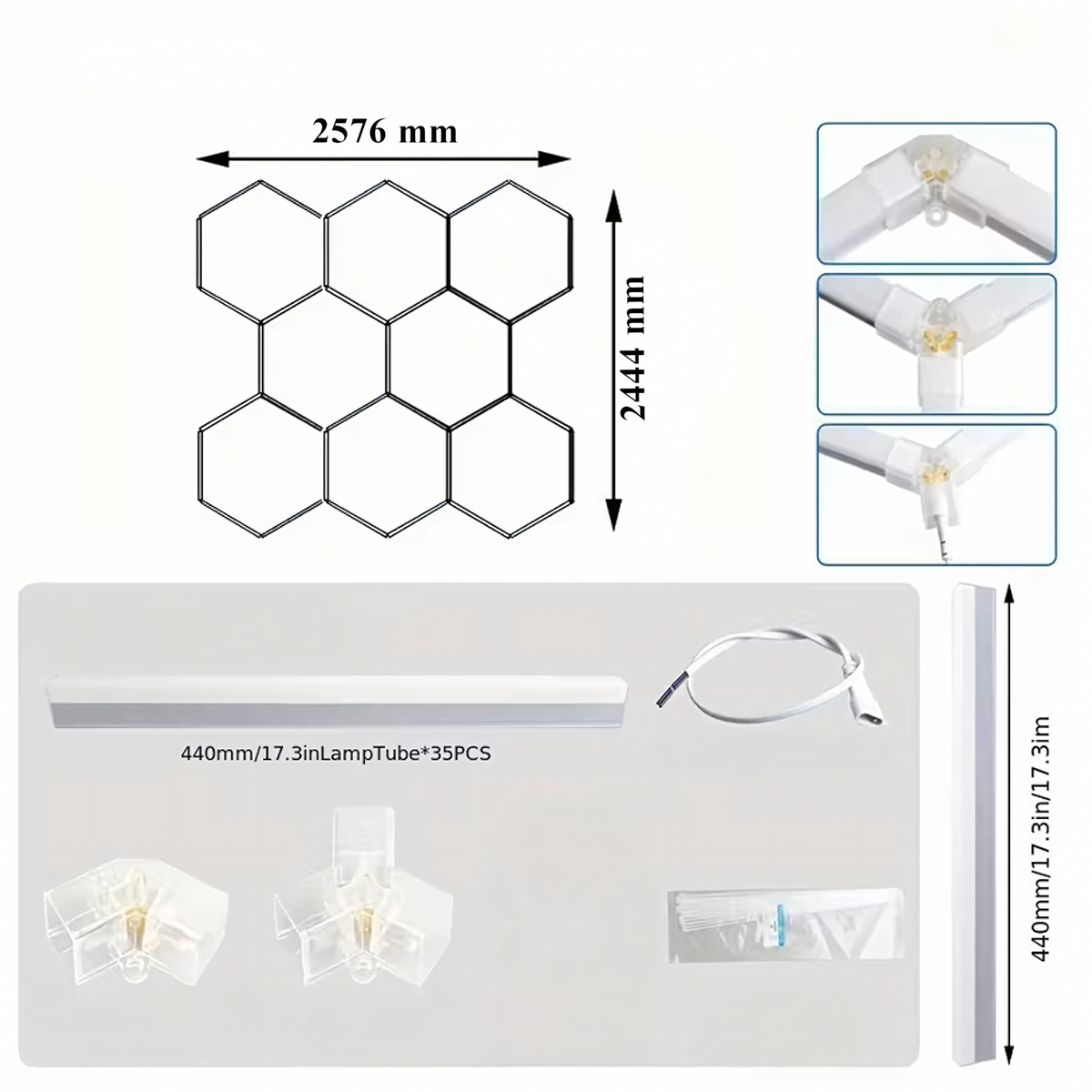 Hexagon LED Rasvjeta - 257.6 × 244.4 cm