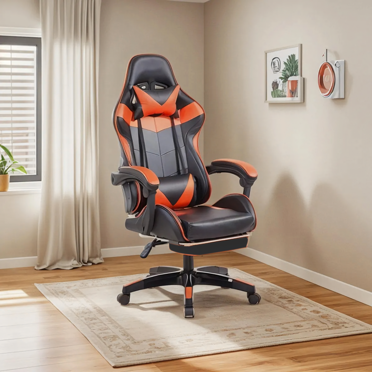 Gaming Stolica Crveno-Crna s Osloncem za Noge