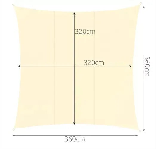 Kvadratno Sjenilo za Sunce 3.6x3.6m - Bež